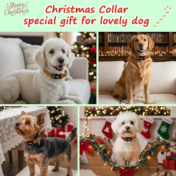 Extra Small Christmas Dog Collar, Adjustable Dog Christmas Collars, Cute Dog - Image 2