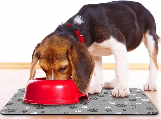 Dog Food Mat, Absorbent Water Bowl Mats Cat Pet Feeding Placemats Light Gray 17 - Image 6