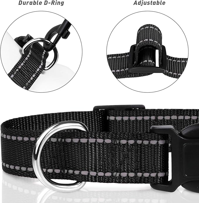 TagME Reflective Nylon Dog Collars, Adjustable Classic Pet Collar - Image 3