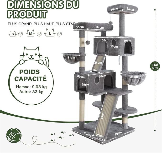 MUTICOR 66 Inches Multi-Level Large Cat Tree Tower - Image 7
