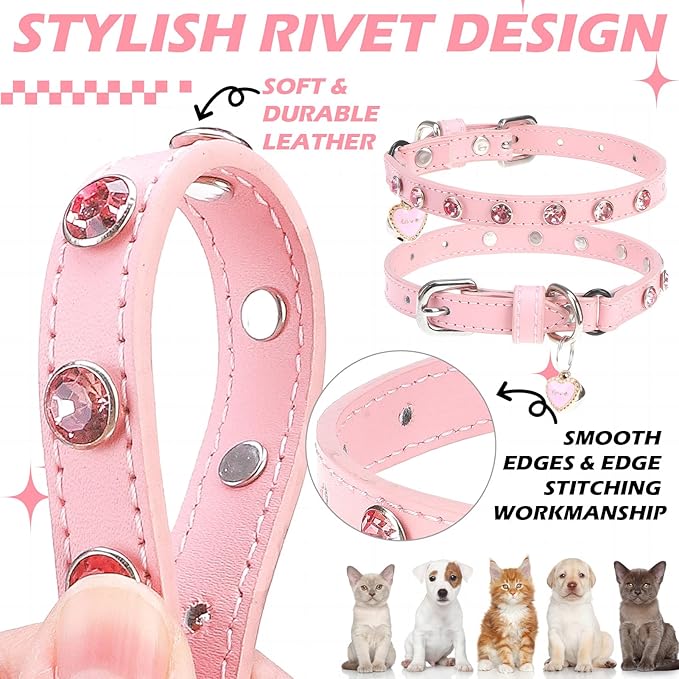EXPAWLORER Leather Cat Collar for Girl Boy- Adjustable Pet Collar - Image 4