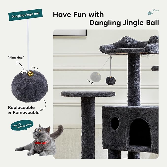 DUMOS 54-inch Indoor Cat Tree Tower –Multi-Level Pet House - Image 5