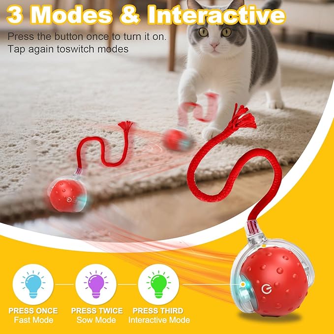 Interactive Cat Toys Ball for Indoor Cats＆Dog, Automatic Cat Toy - Image 2