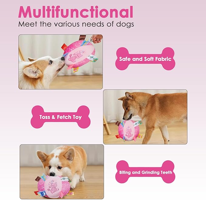 Dog Squeaky Plush Toy with Straps, 6-Inch Soft Stuffed Ball with Cotton - Image 3
