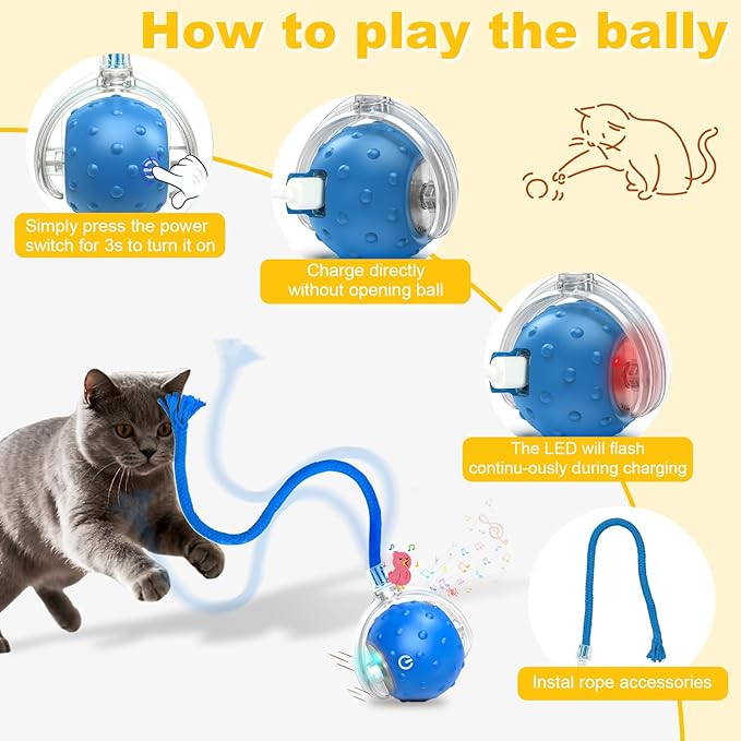 Interactive Cat Toys Ball for indoor Cats＆Dog, Automatic Cat Toy - Image 7