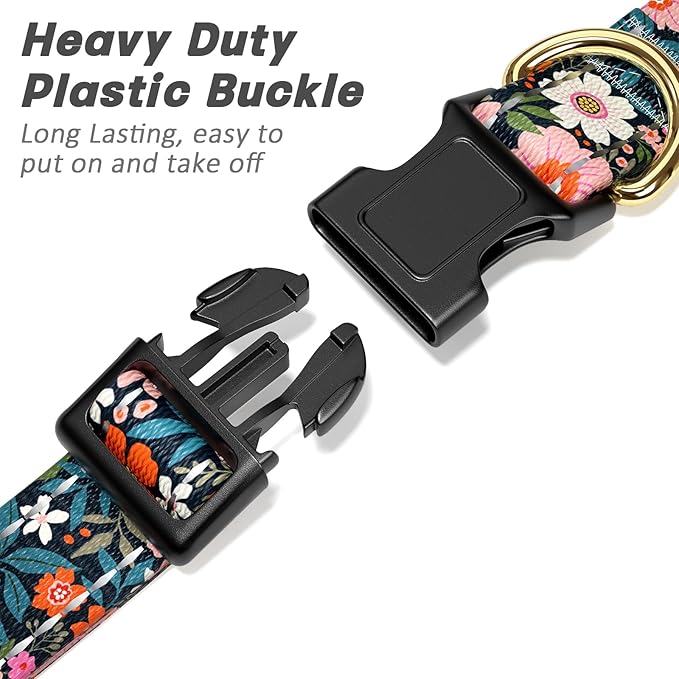 Reflective Dog Collar for Small Dogs, Cute Flower Theme Adjustable Heavy-Duty - Image 4