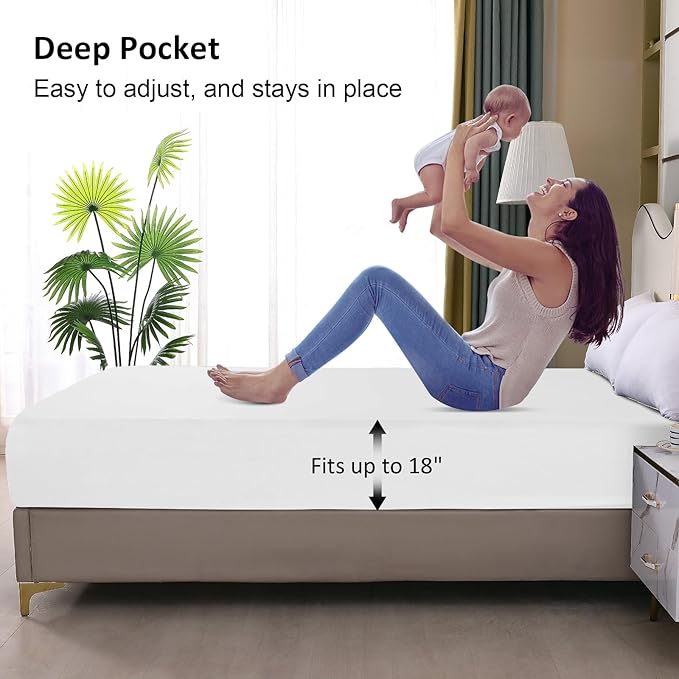 Twin Mattress Protector Waterproof, Fitted Sheet Style Breathable Mattress Cover - Image 5