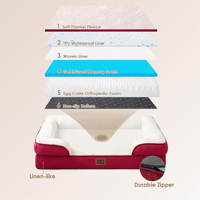 EHEYCIGA Orthopedic Dog Beds for Extra Large Dogs, Waterproof Memory Foam XL - Image 5