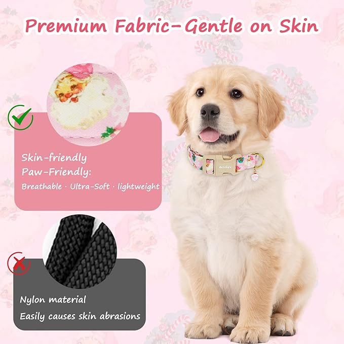 Christmas Dog Collar for Medium Dogs, Adjustable Poly-Cotton Fabric Collar - Image 4