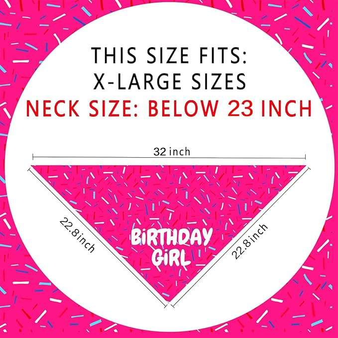 Birthday Girl Dog Bandanas 1 Pack, Pet Scarves HBD Bandanas - Image 2