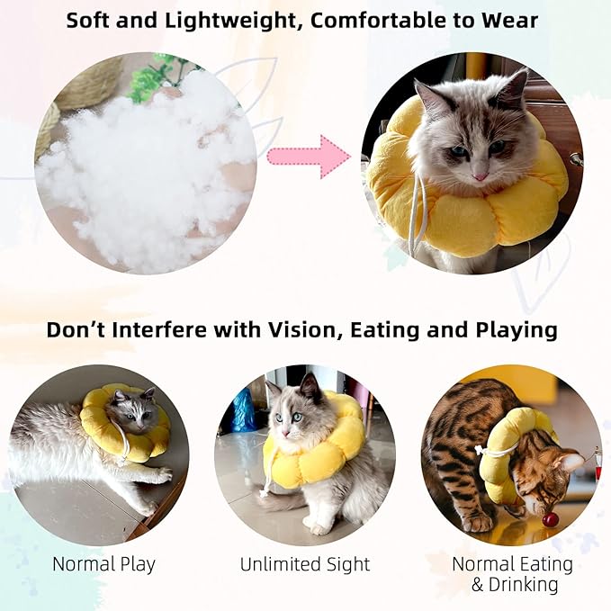 KUDES Cat Small Dog Recovery Collar, Cute Sunflower Neck Cone After Surgery - Image 3