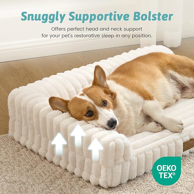 Cute Dog Bed, Faux Rabbit Fur Orthopedic Foam Dog Bed - Image 6