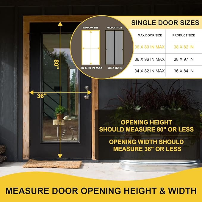 Magnetic Screen Door- Fit for Door Size:36x80 Inch, Screen Itself Size:38"x82" - Image 2