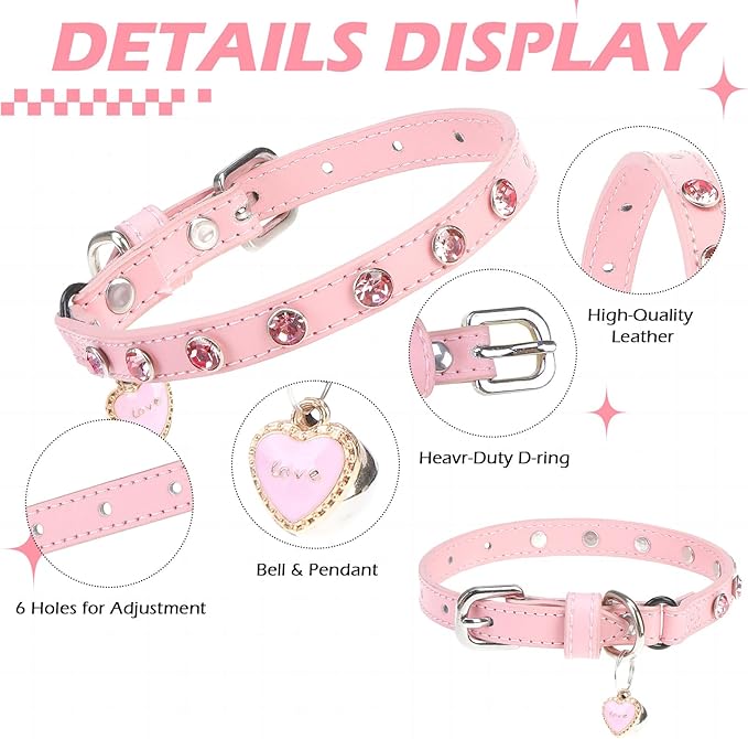 EXPAWLORER Leather Cat Collar for Girl Boy- Adjustable Pet Collar - Image 3