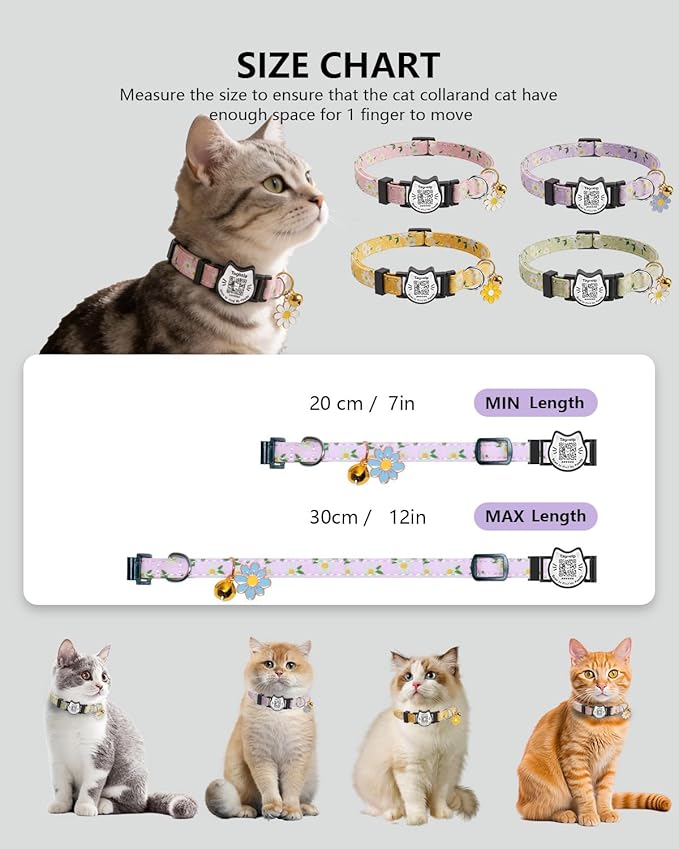 QR Code Cat Collar with Breakaway Safety Buckle, Adjustable Cotton Kitten - Image 6