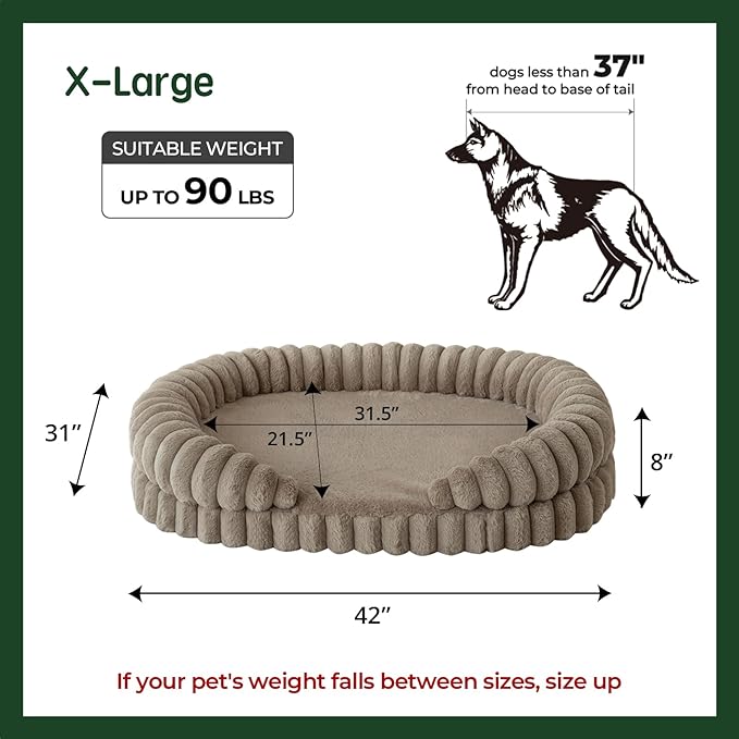 BALANCE Calming Dog Bed for Extra Large Dogs, 42 Inches Oval Washable XL Pet Bed - Image 5