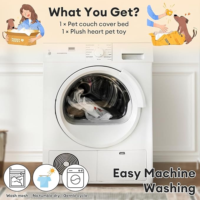 FUNNY FUZZY Pet Fluffy Fuzzy Calming Dog Couch Bed Sofa Protector Washable Pets - Image 5