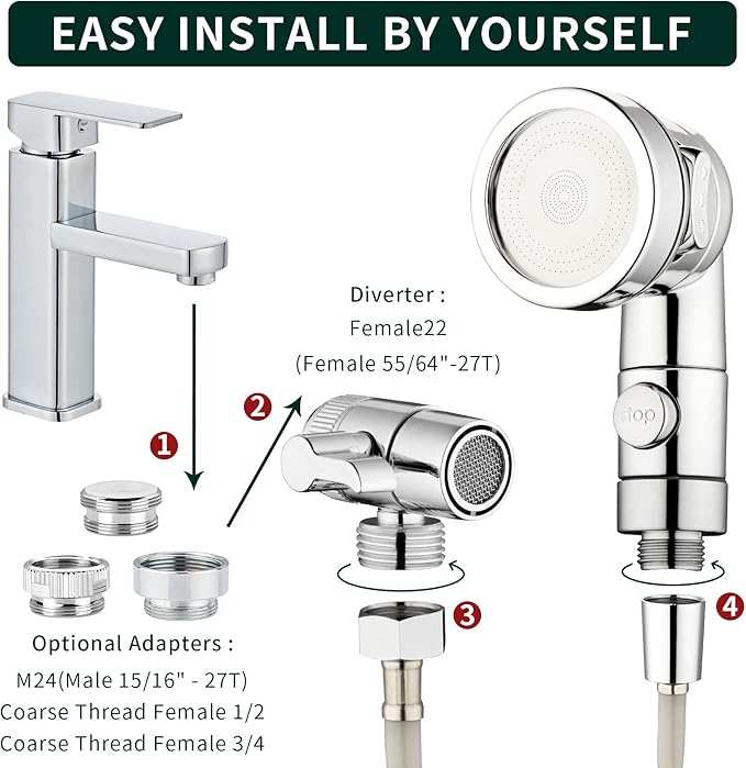 ZCONIEY Sink Faucet Sprayer Attachment Hair Pet Rinser Showerhead - Image 6