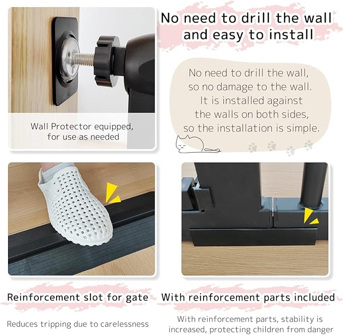 Lumizone Extra Tall Pet Gate 55.12" High Pressure Mounted 34.06"-38.38" Extra - Image 6