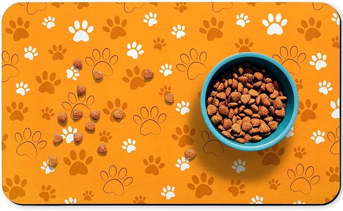 Dog Food Mat, Absorbent Water Bowl Mats Cat Pet Feeding Placemats Orange 17 * by Zoeeya