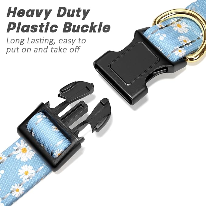 Reflective Dog Collar for Small Dogs, Cute Daisy Theme Adjustable Heavy-Duty - Image 4