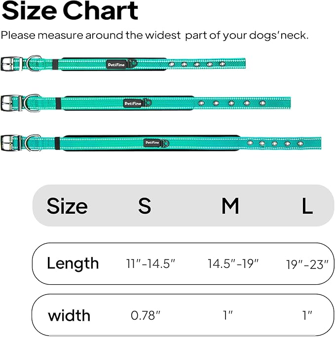 PetiFine Dog Collar for Large Dogs, Neoprene Padded and Adjustable, Reflective - Image 7