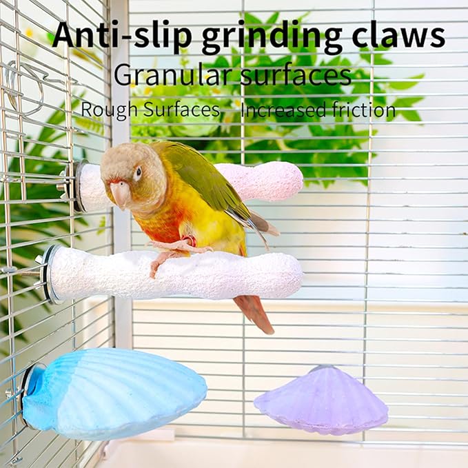 Bird Perches for Cage, Abrasive Surface High Calcium Mineral Parrot Perch Stand - Image 4