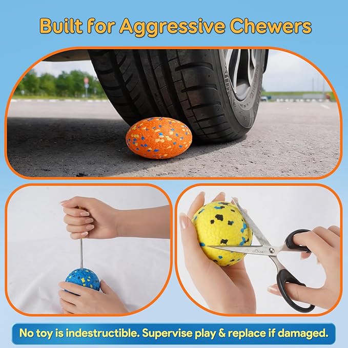 Dog Balls Tennis Ball for Aggressive Chewers, Dog Bouncy Balls Chew Toys Water - Image 5