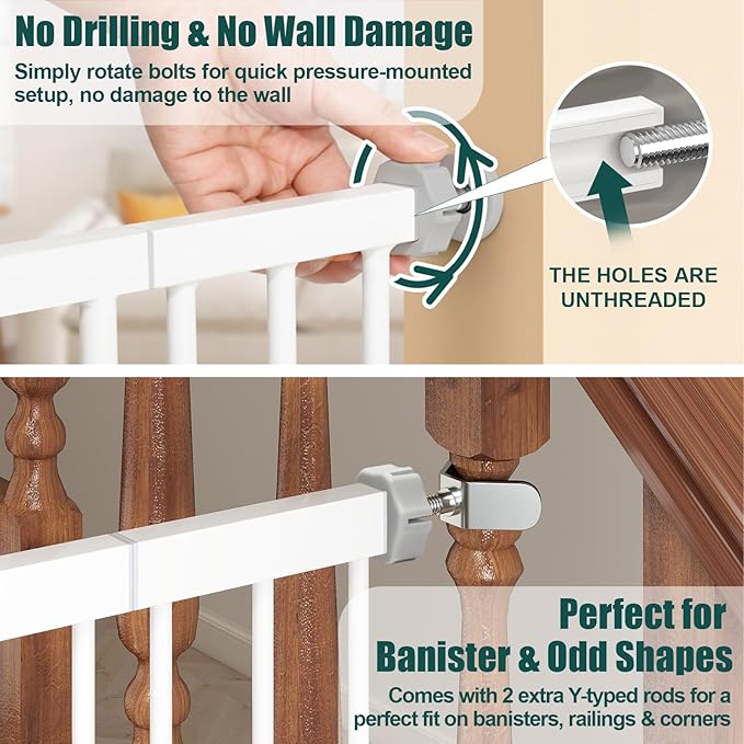 keny 36" Extra Tall Baby Gate for Doorways, Fits Openings 29.7" to 46" Wide - Image 4