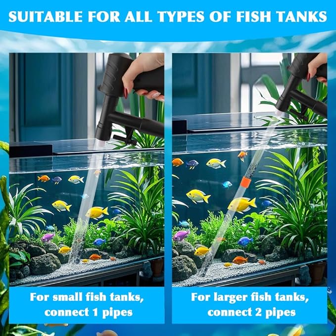 Aquarium Gravel Cleaner, Fish Tank Cleaner Kit, Aquarium Manual Press Noiseless - Image 6