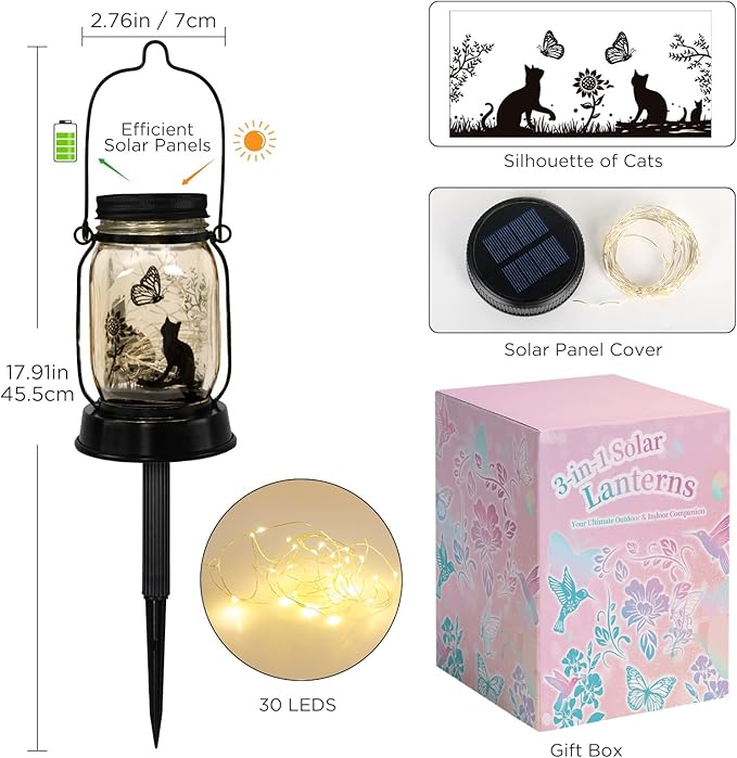 kyoryuger Cat Lover Gifts for Mom/Grandma/Women/Sister Cat Butterfly Solar - Image 7