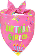 Dog Birthday Bandana Girl for Large X-Large Dogs, Reversible 2 Patterns in 1 by WoffBow