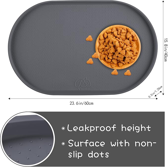 100% Waterproof 1.0" Raised Edge BPA Free Silicone Dog Food Mat, Pet Cat - Image 2