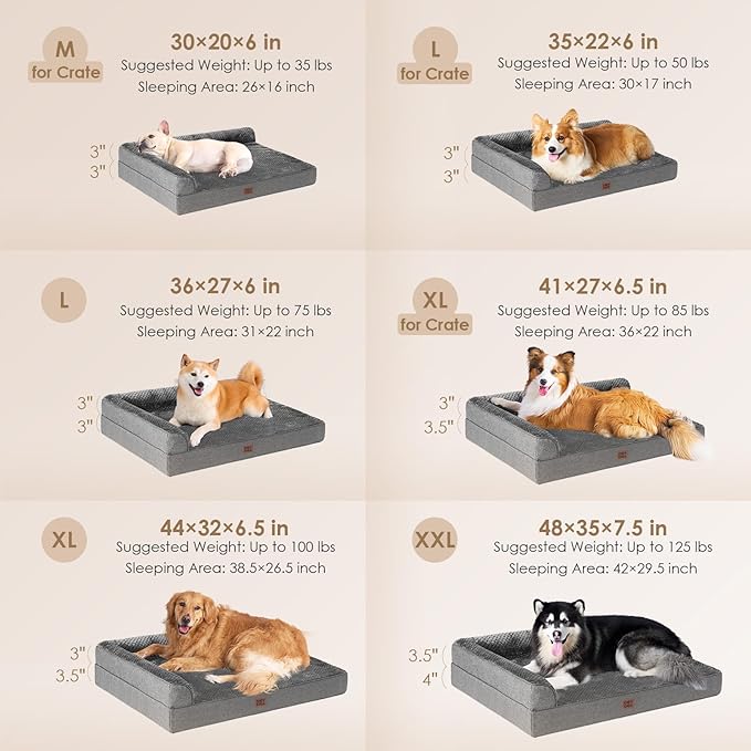 EHEYCIGA Memory Foam Dog Bed Large Size Dogs, Orthopedic Dog Bed Large - Image 2