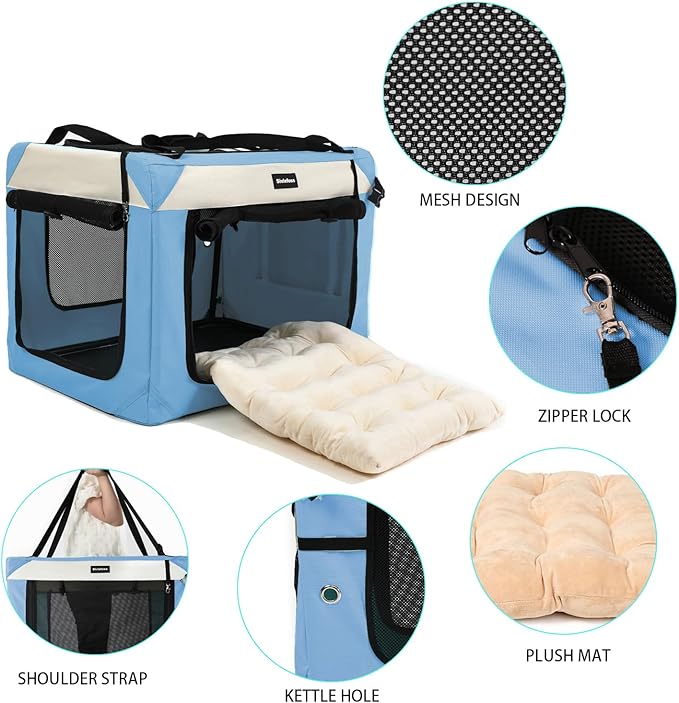 Collapsible Travel Dog Crate Portable Soft-Sided Pet Kennel Extra Large Cat - Image 5