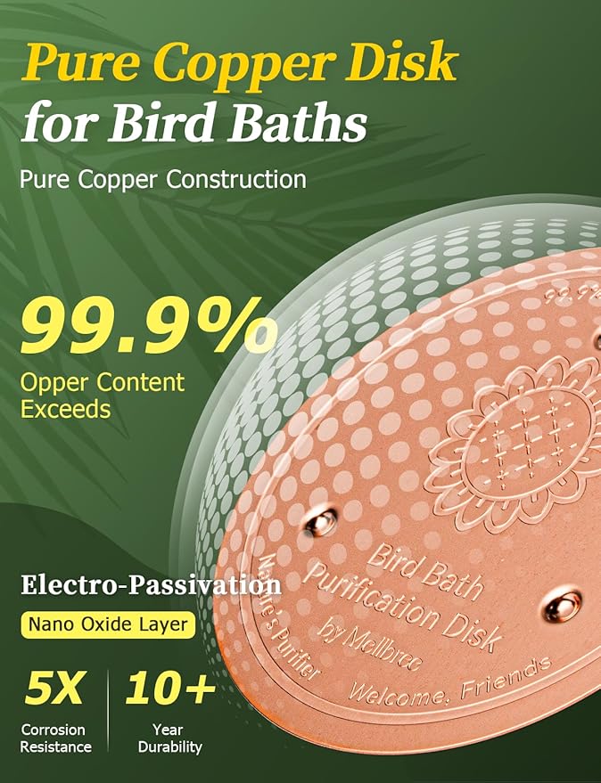 Mellbree 3-Pack Bird Bath Copper Disk, 0.6mm Reinforced 99.99% Pure Copper - Image 4