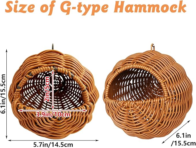 BNOSDM Rattan Parrot Nesting House Bird Nest Parakeet Hanging Swing Soft - Image 2