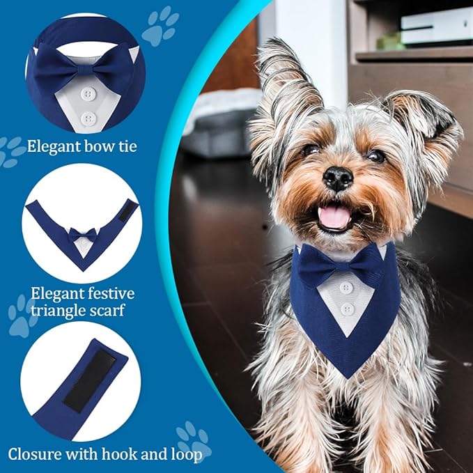 Dog Tuxedo, Formal Dog Wedding Bandana Adjustable Pet Collar - Image 4