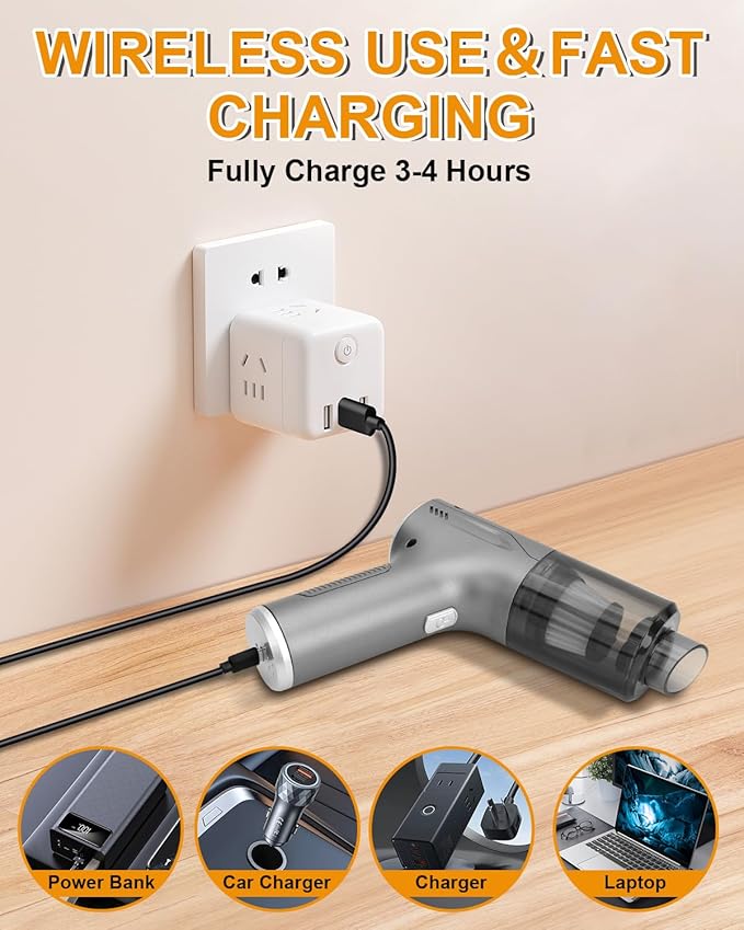 Car Handheld Vacuum Cordless 4 in 1, 20000PA Car Vacuums Cleaner Portable - Image 6