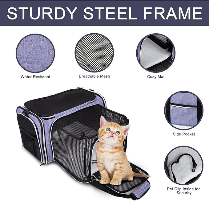 BAGLHER Cat Carrier Bag, Airline Approved Pet Carrier Soft Side Pet Travel 5 - Image 3