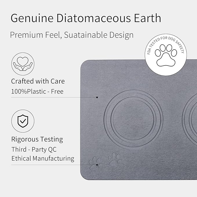 Home Dog Cat Bowl Stone Mat–Natural Diatomite Stone Pet Bowls Mat, Pet Feeding - Image 6