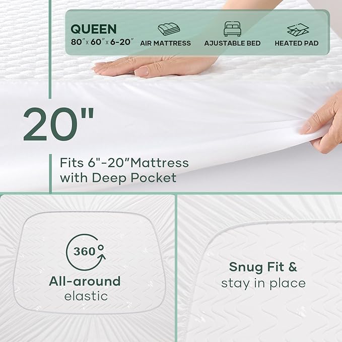 OhGeni 100% Waterproof Mattress Protector, Queen Size Mattress Soft Pad - Image 5