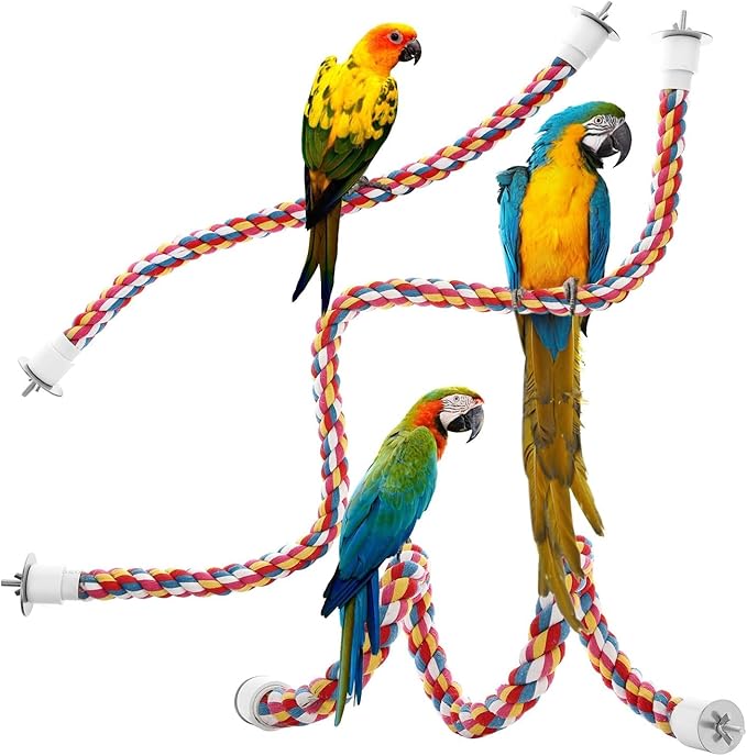 Bird Rope Perches, Parrot Toys 21 inches Rope Bungee Bird Toy by Unknown