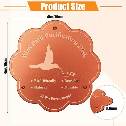 1P 4inches Bird Bath Purification Disk, 99.99% Pure Copper Bird Bath Disc Safe - Image 2