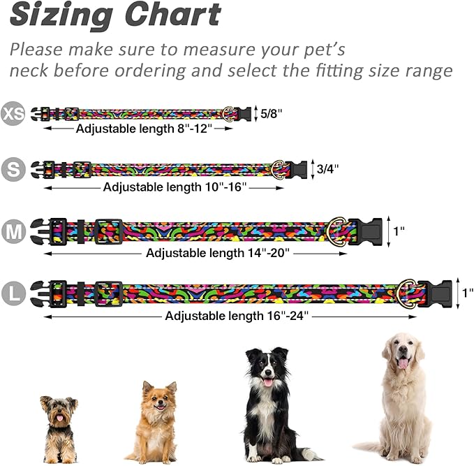 Reflective Dog Collar for Large Dogs, Cute Boho Adjustable Heavy-Duty Nylon - Image 7