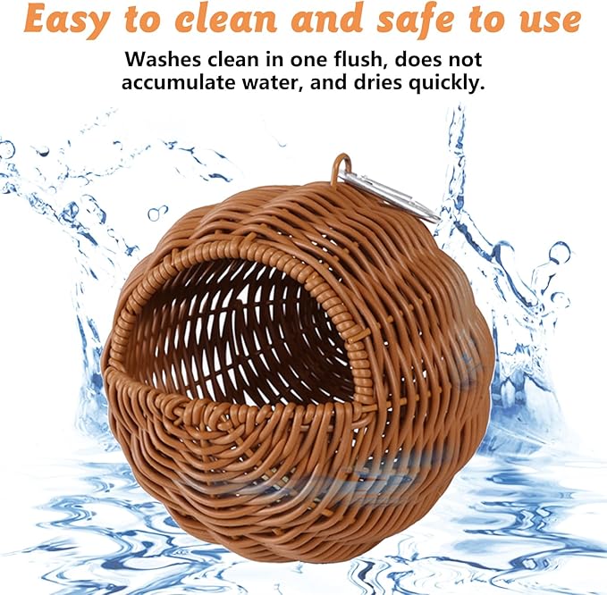 BNOSDM Rattan Parrot Nesting House Bird Nest Parakeet Hanging Swing Soft - Image 7