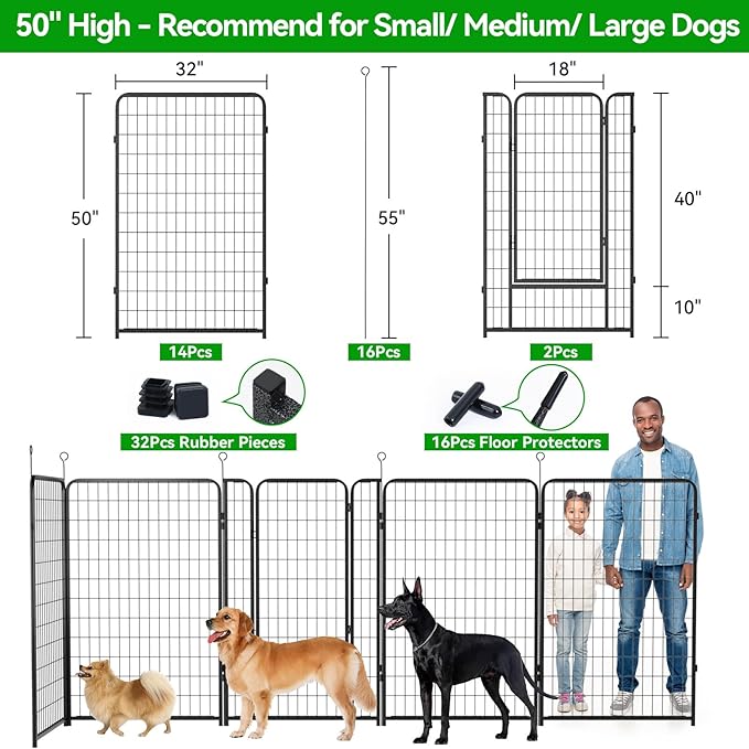 Dog Playpen Outdoor Extra Wide 16 Piece Panels Heavy Duty Dog Fence 50" Height - Image 3