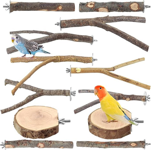 12PCS Natural Wood Bird Perches by Unknown