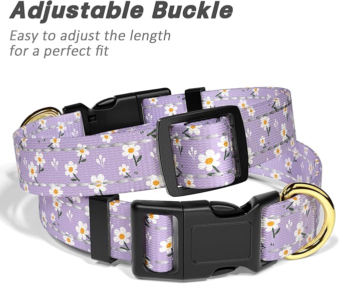 Reflective Dog Collar for Small Dogs, Cute Flower Theme Adjustable Heavy-Duty - Image 6