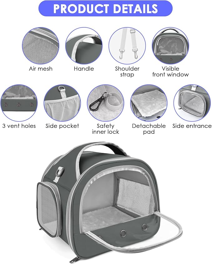 Bissap Bearded Dragon Travel Carrier, Portable Guinea Pig Carrier Bag Tortoise - Image 2